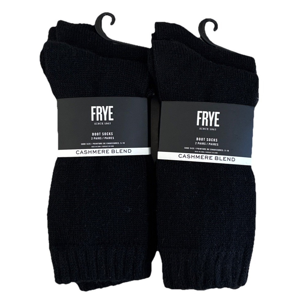 Frye Cashmere Blend‎ Boot Socks Women's 5-10 Black Crew 4 Pairs NEW